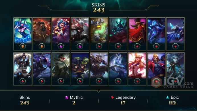LAS EMAIL CHANGEABLE ALL CHAMPIONS 243 skins 18kbe Risen Legend Vayne