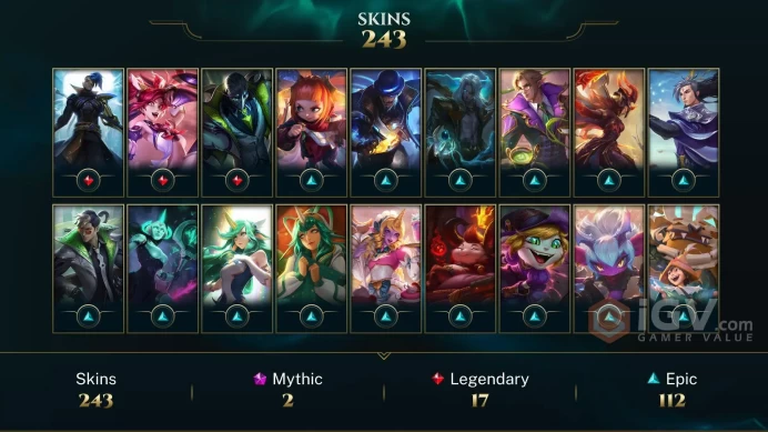 LAS EMAIL CHANGEABLE ALL CHAMPIONS 243 skins 18kbe Risen Legend Vayne