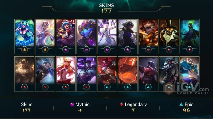 LAS(TRANSFERABLE) EMAIL CHANGEABLE 150 CHAMPIONS 177 SKINS PRESTIGE: SENNA KAI'SA 72 LITTLE LEGENDS LAST PLAY 2023
