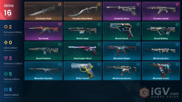 16 Skin // EU-TR // Oni Vandal + Forsaken Vandal + Soulstrife Ghost + Xenohunter Knife + Forsaken Ritual Blade // FULL Access // Silver 3