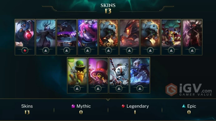 EUW EMAIL CHANGEABLE 27 CHAMPIONS 13 SKINS Judgment Kayle Urf the Manatee Unranked honor 2