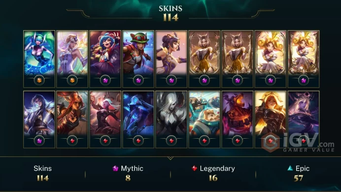 LAN EMAIL CHANGEABLE 314 LVL ALL CHAMPIONS 50KBE 114 SKINS PRESTIGE: AHRI 2X NEEKO 2X LUX YONE 21 WORKDS CAPSULE 