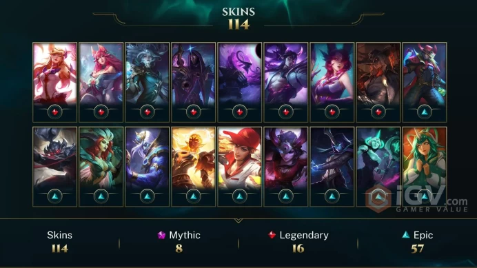 LAN EMAIL CHANGEABLE 314 LVL ALL CHAMPIONS 50KBE 114 SKINS PRESTIGE: AHRI 2X NEEKO 2X LUX YONE 21 WORKDS CAPSULE 