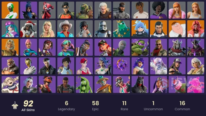 [PC/PSN/XBOX] 92 skins | Peter Griffin | Bird Call | Valeria | Nezumi | Zeus | The Ageless | Poseidon | Apprentice Evie | 200VB