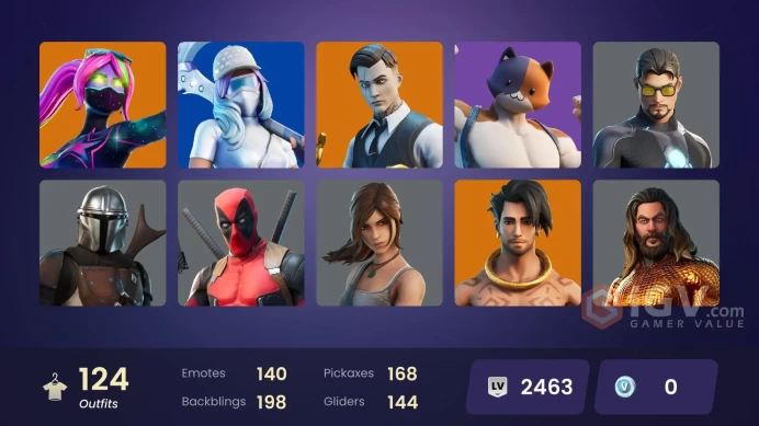 [PC/PSN/XBOX] 124 skins |Reaper Axe |  Gold Midas | Gold Brutus | Tart Tycoon | In Da Party | Rage | Verve | Laugh It Up | 1150 VB