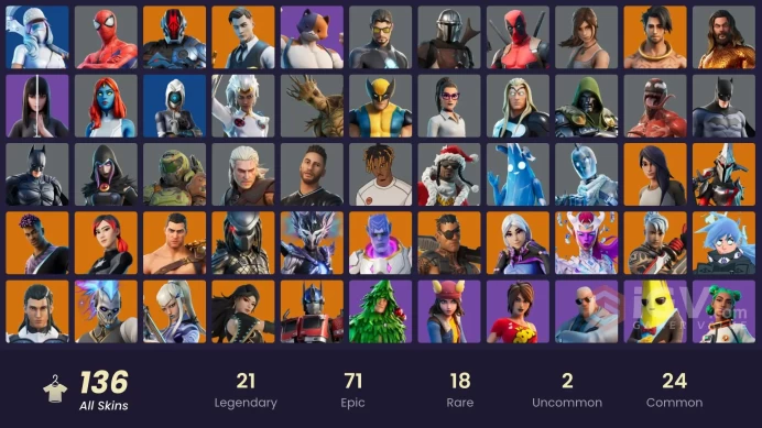 [PC/PSN/XBOX] 136 skins | Lara Croft |  Gold Midas | Gold Meowscles | Gold Brutus |Reaper Axe | Laugh It Up | Rage | Verve| 200 VB