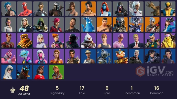 [PC/PSN/XBOX] 48 skins | Lara Croft | Square Up |  Arcane Jinx | Cloud Striker | Introducing... |  Raz | Mandalorian | Spider-Man | 0 VB
