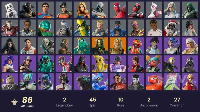 [PC/PSN/XBOX] 86 skins | Vivi Chroma | Zeus | Hades | Poseidon | Apprentice Evie | Emperor Palpatine | Marshmello| 100 VB