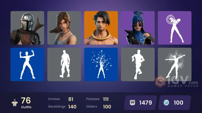 [PC/PSN/XBOX] 76 skins |Lara Croft | Hang Loose Celebration | Sing Along | I'm Diamond |It's Dynamite | Verve | Astroworld Cyclone | 100 VB