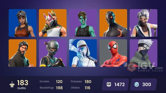 PC/PSN/Xbox/Nintendo 182 skins The Reaper | Elite Agent | Laught It Up | Renegade Raider | Dark Skully | Omega (stage 5) | Point Patroller | Tri