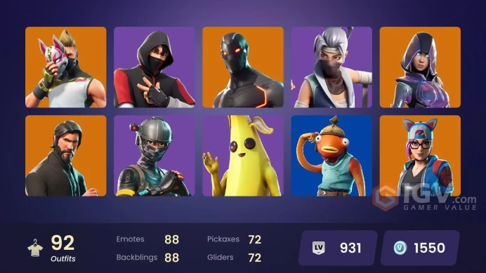 [PC/XBOX] 92 skins | IKONIK | Og STW | The Reaper | Glow | Neo Versa | Elite Agent | Blue Team Leader | WORLD CUP | Take The L |	y710