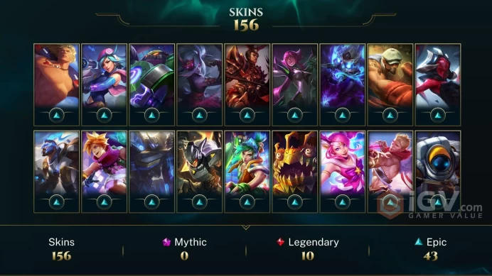 EUW EMAIL CHANGEABLE Black Alistar Victorious Jarvan IV Worlds 2012 Riven Silver Kayle All champions 156 skins 90 Myth Essence Last play 2023