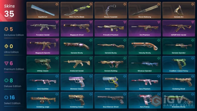 NA | Reaver Karambit, RGX 11z Pro Blade, Recon Balisong, XERØFANG Vandal, Forsaken Vandal, Oni Phantom, Prime//2.0 Phantom, Magepunk Spectre