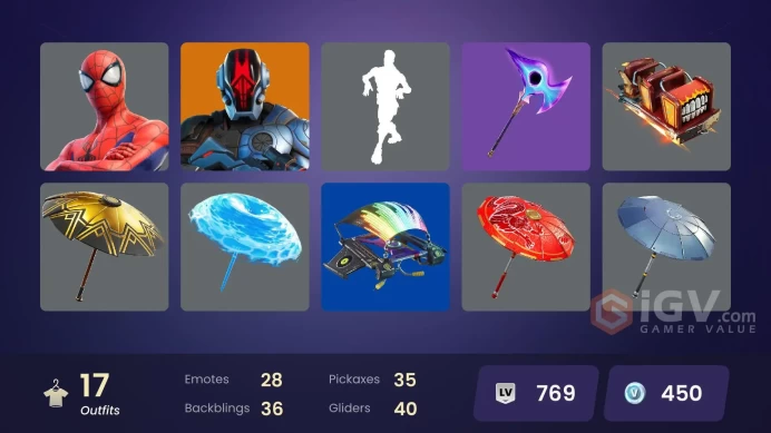 [PC/XBOX/PSN/SWITCH] 17 skins | The Mummy | The Foundation | Ronin | Spider-Man | Polar Peely | Lt. Evergreen | Lt. John Llama | Gumbo | 