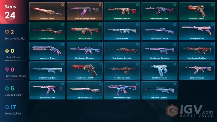 EU | Valorant Account | 24 Skins | Dolmir's Revenge Vandal | Interhelm Sword | Heartstopper Vandal | Heartbreaker Operator