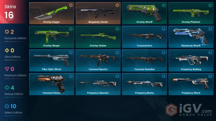 EU | Valorant Account | 16 Skins | Singularity Vandal | Overlay Dagger  | Frequency Operator | Nanobreak Sheriff