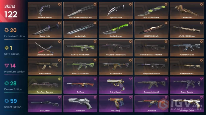 EU-Turkey 122 Skins  Prelude to Chaos Vandal Araxys Vandal XERØFANG Knife Arcane Vandal Kuronami Vandal Prelude to Chaos Phantom  1042791