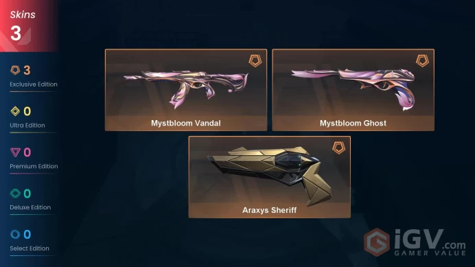 EU 3 skins | Mystbloom Vandal | Araxys Sheriff | Mystbloom Ghost | V0209