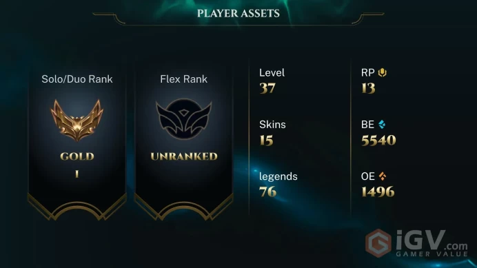 [EUW] S2026 - Gold 1 - 31LP - 8W-9L - +30/-10 LP Gain - 5540 Be - Honor 5 - Safe - Instant Delivery