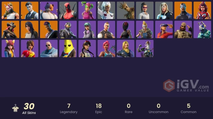 13327[PC/XBOX]Gold Midas|Rogue Agent|Calamity|Drift|Fade|Valor|Carbide|Gear Specialist Maya|Storm|Deadpool|Groot