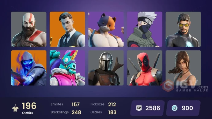 [PC/PSN/XBOX] 196 skins | Deluxe  STW |  Gold Kratos | Leviathan Axe |  Lara Croft | Verve | Naruto Uzukami | 900 VB