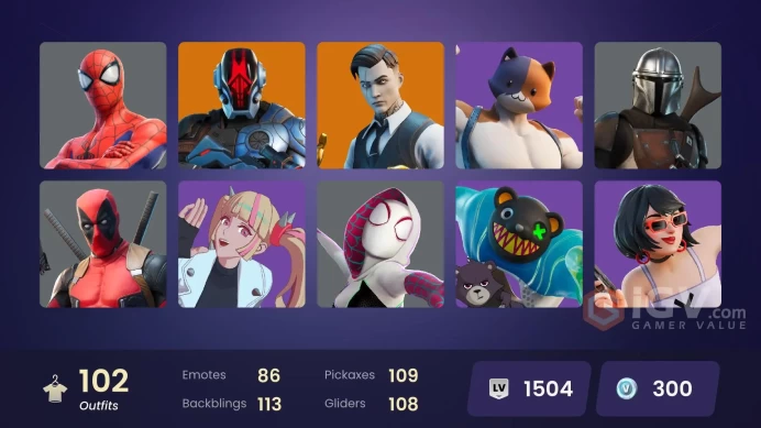 [PC/XBOX/PSN] 102 skins | Electri-claw | Verve | Astroworld Cyclone | Squad Sail | Astro Jack | Mandalorian | MB92