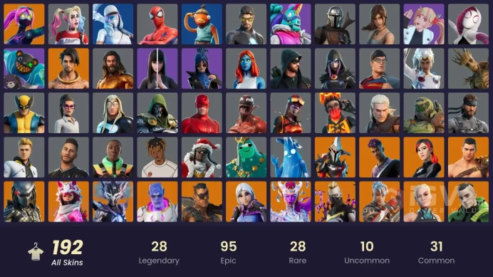 PC/PSN/Xbox/Nintendo 192 skins Leviathan Axe | Heron Stance Hero | Lara Croft | Mizuki | Spectra Knight | The Ageless | Nezumi | Kado Thorne | V