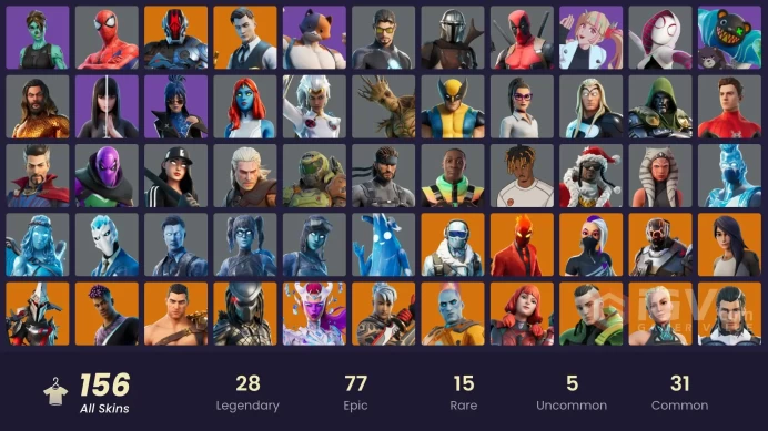 PC/PSN/Xbox/Nintendo 156 skins Leviathan Axe | Gold Meowscles | Gold Brutus | Gold Midas | Lina Scorch | Subzero Cryptic | Sultura | Aura Analyz
