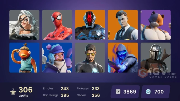 [ALL PLATFORMS]-306 Skin-  Gold Midas - Gold Brutus -Gold Meowscles - Gold TNTina -Master Chief (Matte Black) - Son Goku-Spider Knight-