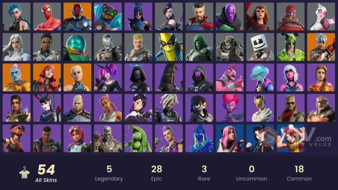 [ALL PLATFORMS]-54 Skins-Psylocke-Green Roots Billie-Scarlet Witch-Lace-Marsha-FULL ACCESS-