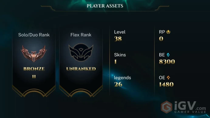 S16 Bronze II (0 LP) | EUW | BE: 8300 | CHAMPS: 26 | Nosferatu Vladimir | Omega Squad Veigar | Blade Mistress Morgana | Phoenix Ward | Level: 38