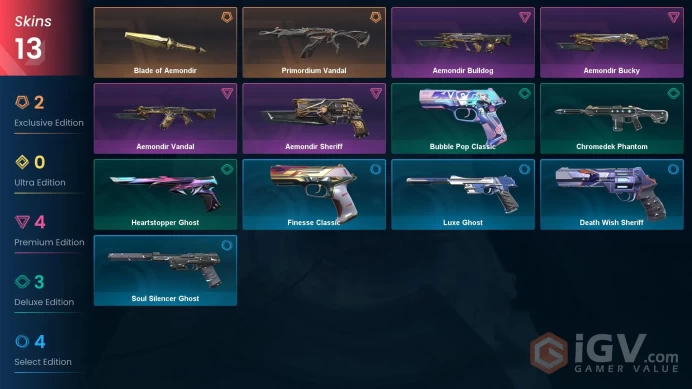 EU 13 skins 1 knifes | Primordium Vandal | Blade of Aemondir | Aemondir Sheriff | Aemondir Bucky | Aemondir Vandal | Aemondir Bulldog | V0204