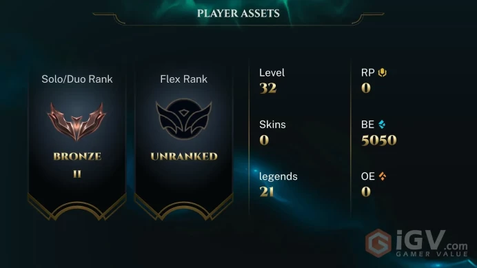 S16 Bronze II (0 LP) | EUW | BE: 5050 | CHAMPS: 21 | Snow Man Yi | Lunar Beast Alistar | Dark Waters Vladimir | Level: 32 | HANDLEVELED | 45 DAY