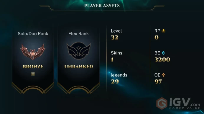 S16 Bronze II (0 LP) | EUW | BE: 3200 | CHAMPS: 29 | Dark Cosmic Lux | Forsaken Olaf | Level: 32 | HANDLEVELED | 45 DAY WARRANTY | GAMES PLAYED: