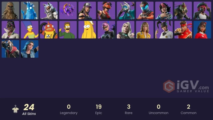 [PC] 24 skins | Chewbacca | Polar Peely | FIRE Master Kai | Katt | Yuki Yubari | Ned Flanders | War Wolf Dire | Cerberus | Yon Dar 3000 | Danica