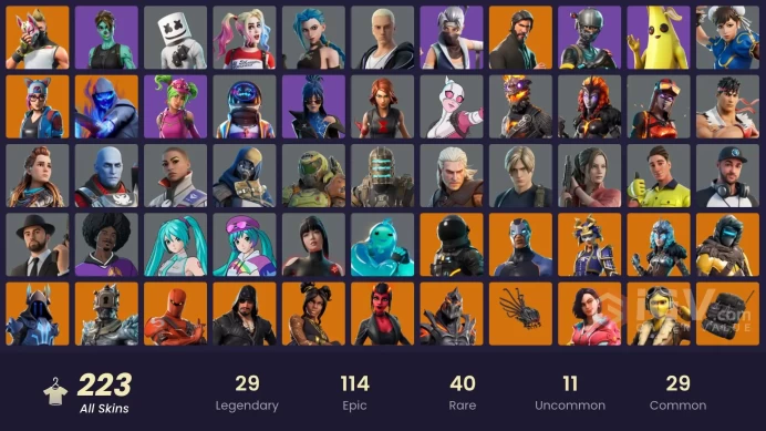 PC/PSN/Xbox/Nintendo 223 skins | Arcane Jinx | The Reaper | Elite Agent | Astro Jack | Leon S. Kennedy | Grind | Aloy | Clutch | Rogue Agent | S