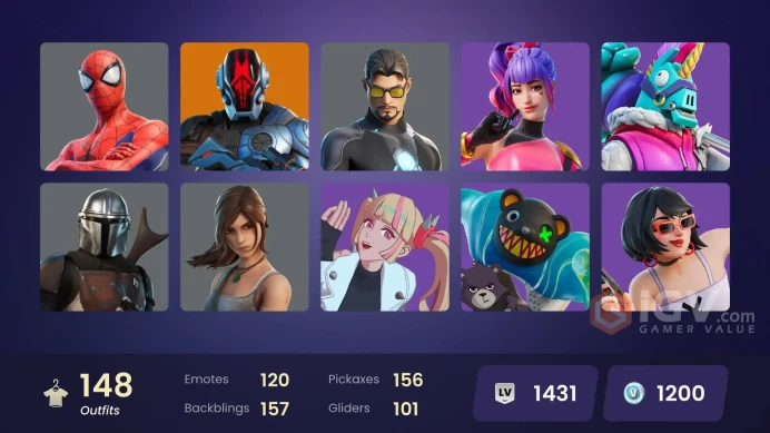 PC/PSN/Xbox/Nintendo 148 skins Leviathan Axe | Vi | Lara Croft | The Foundation | Kado Thorne | Frostbite | Era | Alli | Optimus Prime | Joltara