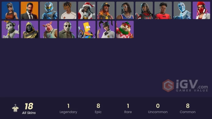 [PC/PSN/XBOX] 18 skins | Renegade Raider | John Wick | Slayer Juice WRLD | IShowSpeed | King Vamp Carti | Playboi Carti | 5000 VB