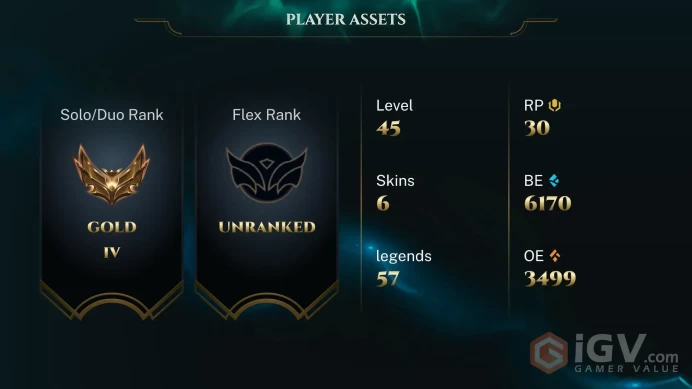 S16 Gold IV (0 LP) | EUW | BE: 6170 | RP: 30 | CHAMPS: 57 | Odyssey Sona | Crystal Rose Janna | Longhorn Alistar | Victorious Sejuani | T1 Orian