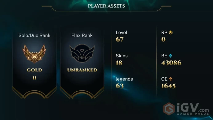 [EUW] S16 - SPLIT 1 - Gold 2 -Sup Main - 43K BE - Ranked Ready - Instant Delivery