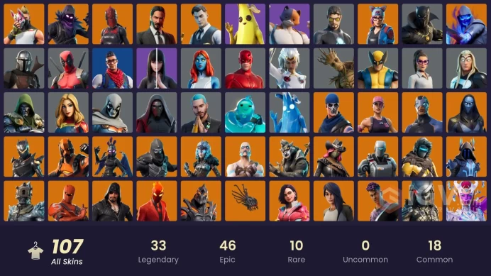 PC/PSN/Xbox/Nintendo 107 skins | OG STW Leviathan Axe | Blue Team Leader | Gold Brutus | Gold Midas | Blue Striker | Prodigy | Rogue Agent | The