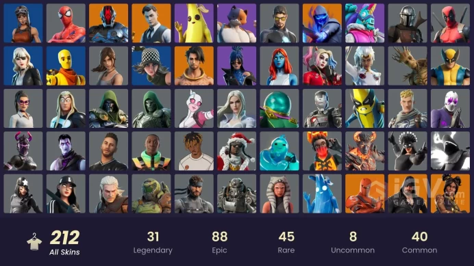 PC/PSN/Xbox/Nintendo 212 skins Leviathan Axe | Renegade Raider | Gold Meowscles | Gold Brutus | Gold Midas | Lina Scorch | Subzero Cryptic | Viv
