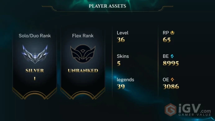 S16 Silver I (0 LP) | EUW | BE: 8995 | RP: 65 | CHAMPS: 39 | Shadow Evelynn | Ruined Karma | Blood Moon Evelynn | Empyrean Zed | Dunkmaster Dari