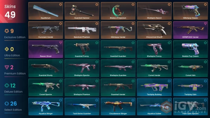 VALORANT EU WEST SERVER 49 SKİNS (+4 KNİFE KURONAMİ VANDAL,XERFANG Vandal,Spectrum Phantom )AUTO DELIVERY FULL ACCESS