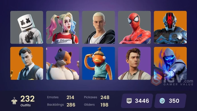 [PC/PSN/XBOX] 232 skins | Take The Elf | Gold Midas | Lina Scorch |Follow The Butterfly| Poki | Laugh It Up | Verve | Distraction Dance  | 350 V