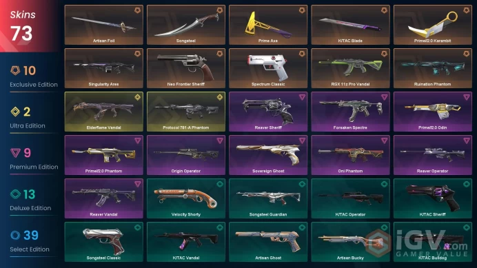 EU/TR - 18 Premium Skins-Prime//2.0 Karambit-Spectrum Classic-Ruination Phantom-Reaver Vandal-Oni Phantom-Elderflame Vandal-Forsaken/Full Access