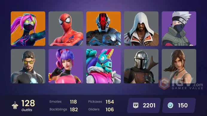 (PC PSN XBOX) 128 skins | Master Chief (Matte Black) | Snap | Predator | Kymera | Joey | Alli | Ronin | The Origin | Mecha Cuddle Master | Torin