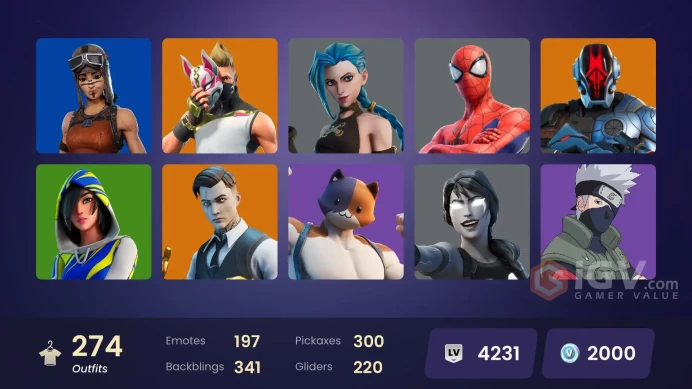 (PC PSN XBOX) 274 skins | Renegade Raider | Gold Brutus | Gold Midas | Arcane Jinx | Fixer | Arcane Vi | Clutch | The Mummy | Point Patroller | 