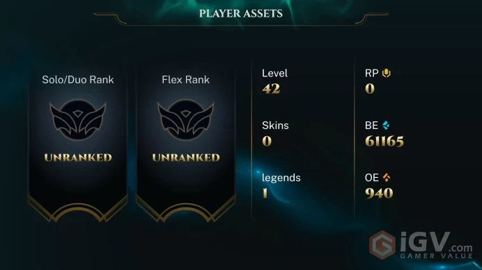 S16 Unranked | EUW | BE: 61165 | CHAMPS: 1 | Dino Gnar | Dreadknight Garen | Level: 42 | HANDLEVELED | 45 DAY WARRANTY | GAMES PLAYED: 0