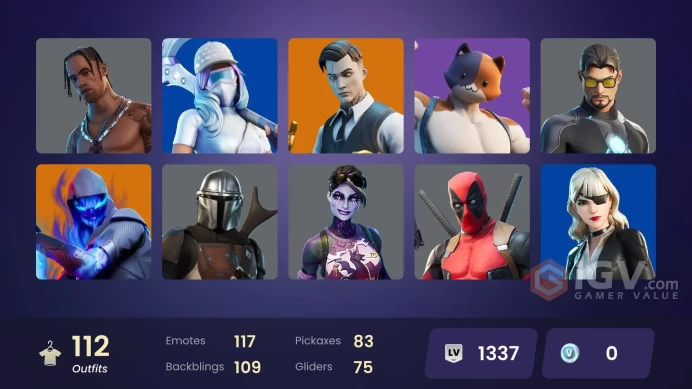 [PC/PSN/XBOX/SWITCH] 112 skins | Travis Scott | Leviathan Axe Astro Jack | Gold Midas | Gold Meowscles | Gold Brutus | Shady Doggo | 